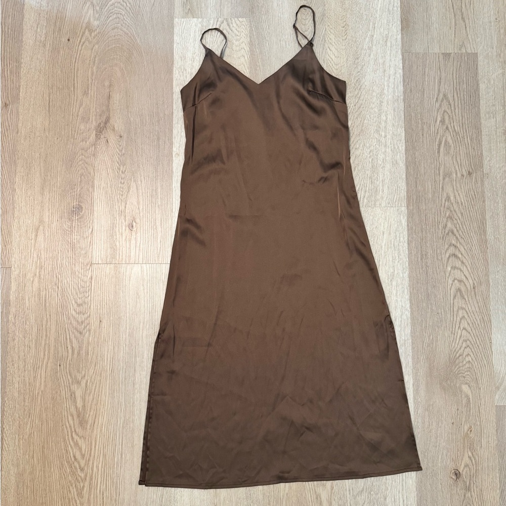 Chocolate Brown Satin Slip Dress